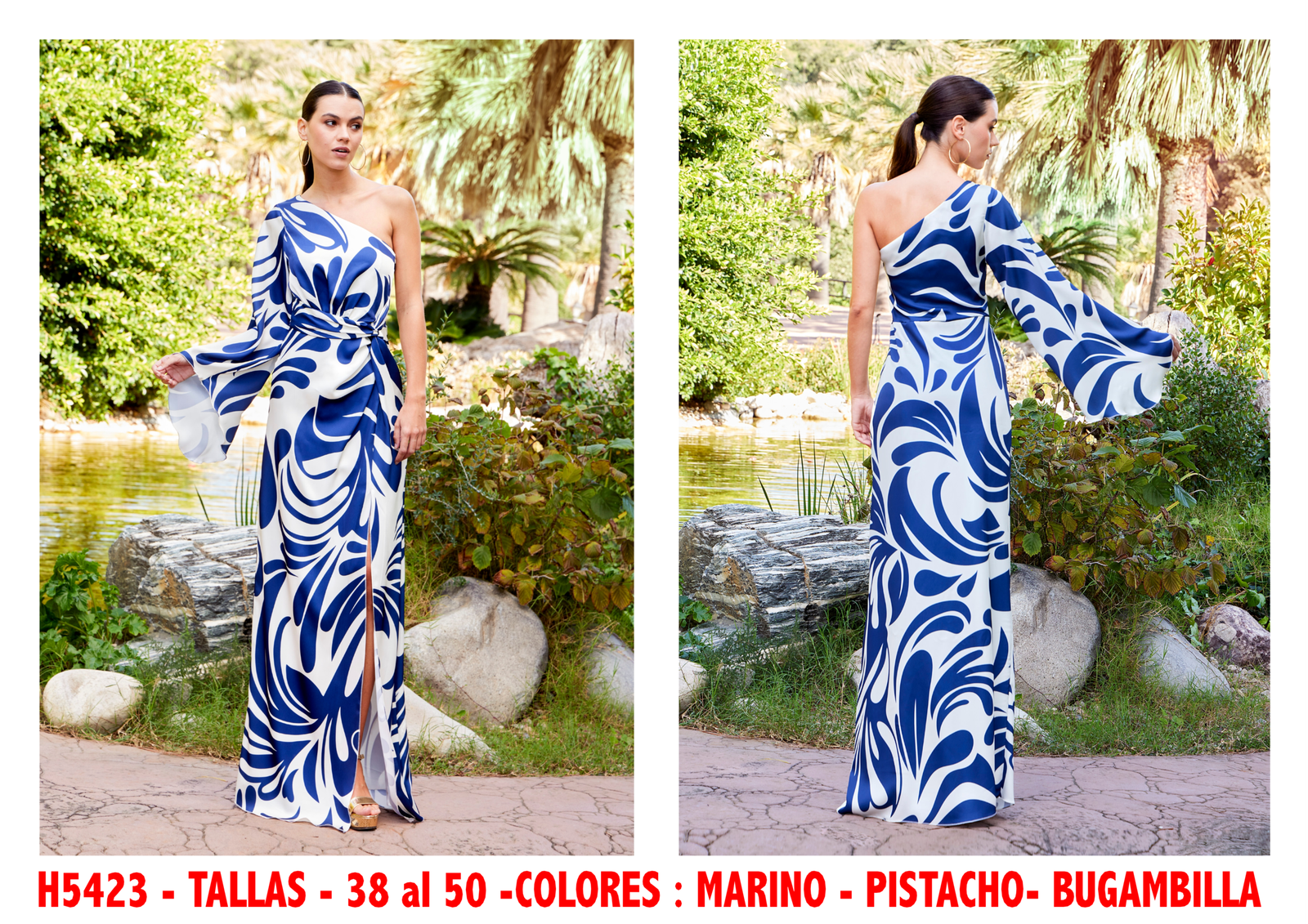 VESTIDO HERYSA ALTA COSTURA ESTAMPADO LARGO H-5423