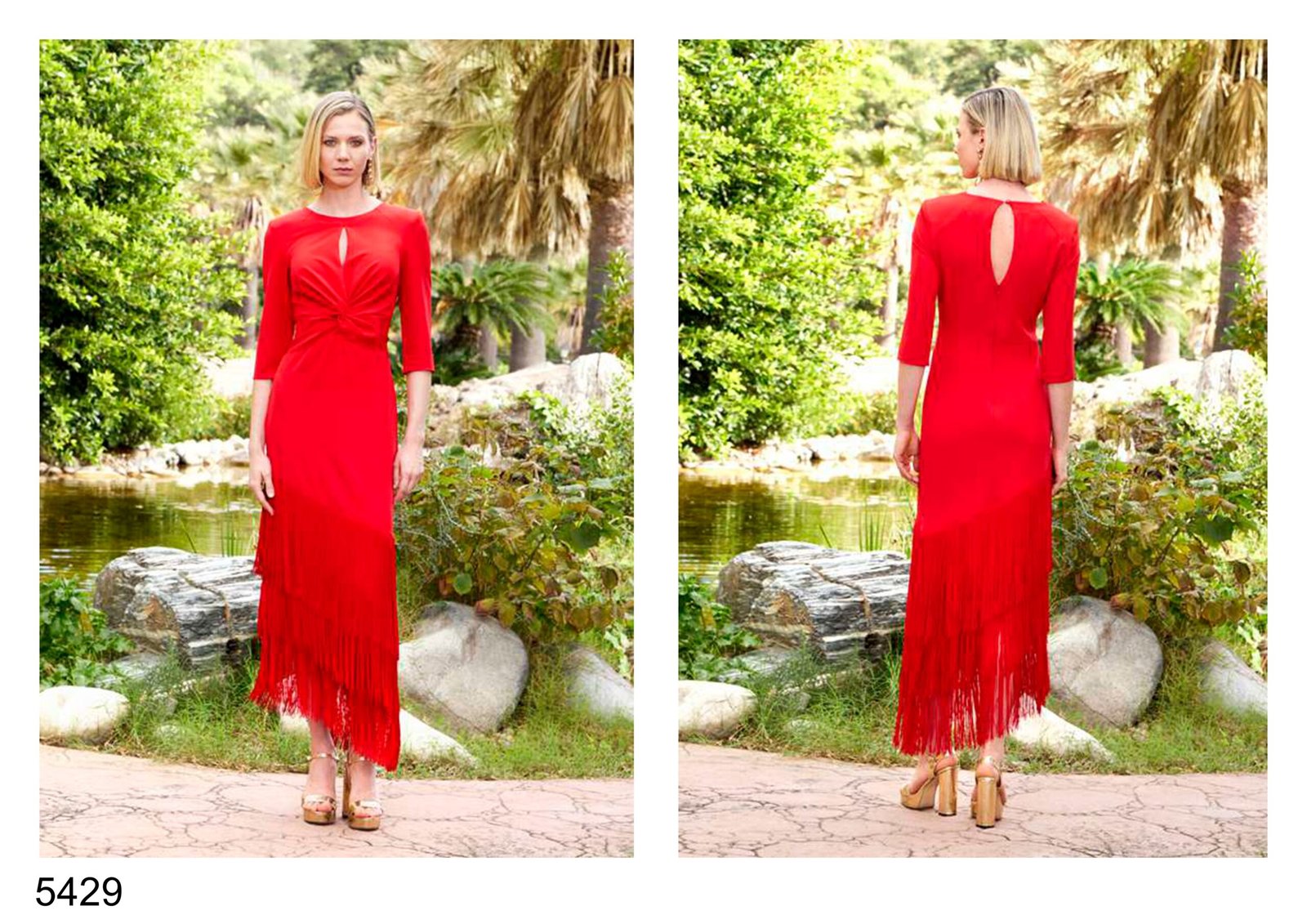 VESTIDO HERYAS (ALTA COSTURA) MIDI FLECOS  H5429