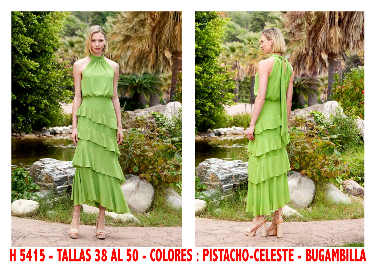 VESTIDO MIDI VOLANTES HERYSA (ALTA COSTURA) H5415