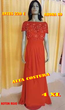VESTIDO KOTON ROJO (ALTA COSTURA ) GRAN OPORTUNIDAD