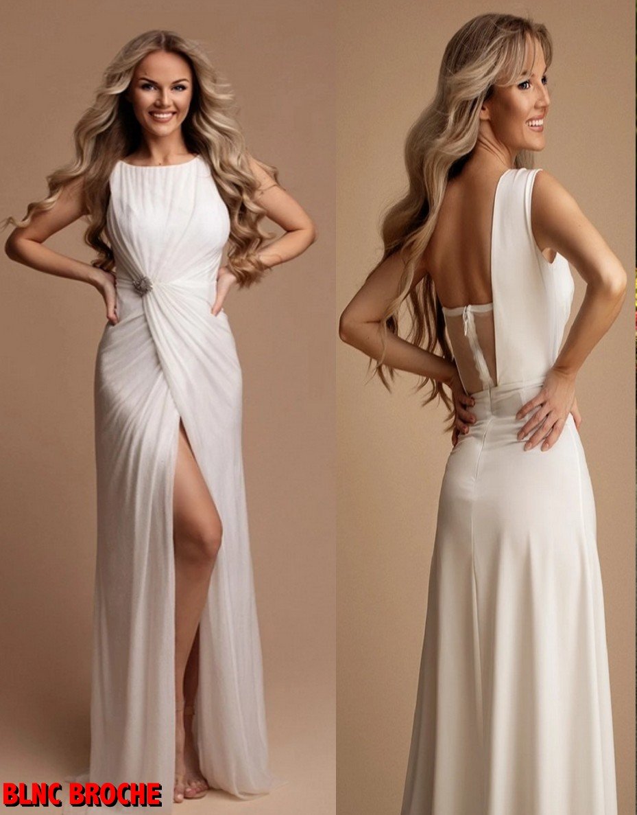 VESTIDO BLNC LARGO BROCHE PR