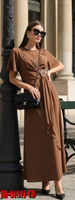 VESTIDO JH 81811 LARGO CARAMEL