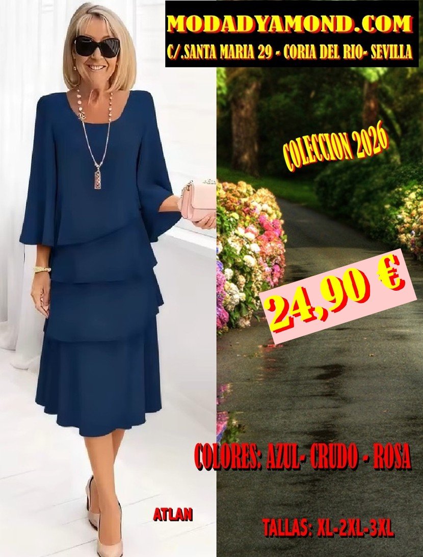 VESTIDO ATLAN VOLANTES AZUL