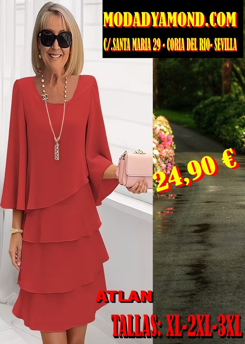 VESTIDO ATLAN VOLANTES ROJO