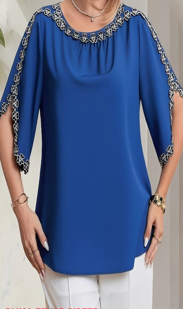 CAMISETA SRA. AZUL RIBETE