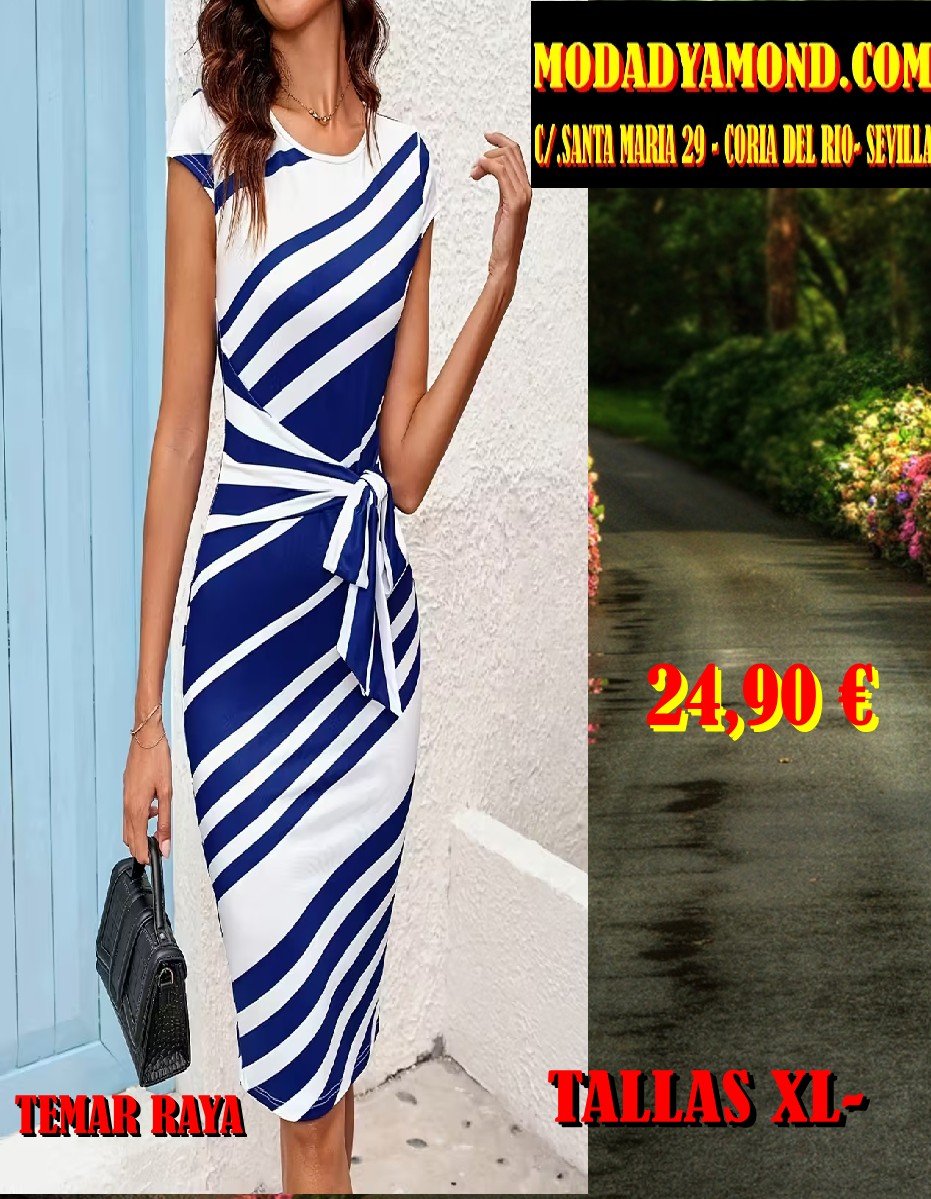 VESTIDO TEMAR LISTADO AZUL CORTO