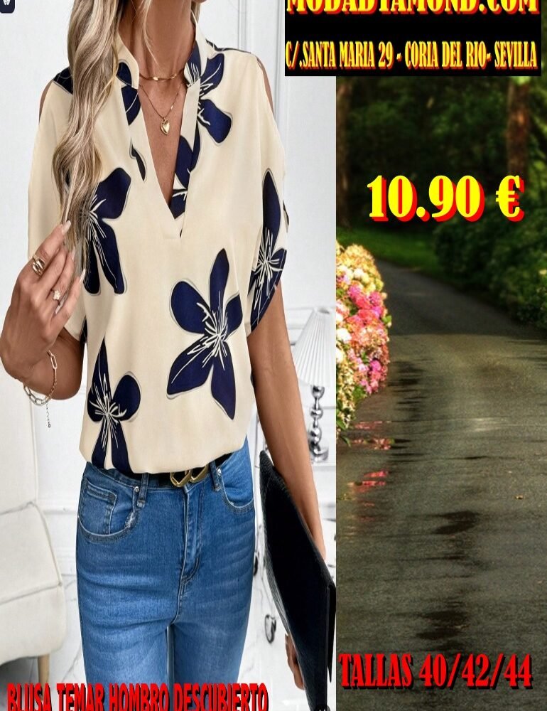 BLUSA TEMAR HOMBRO DESCUBIERTO ESTAMPADA