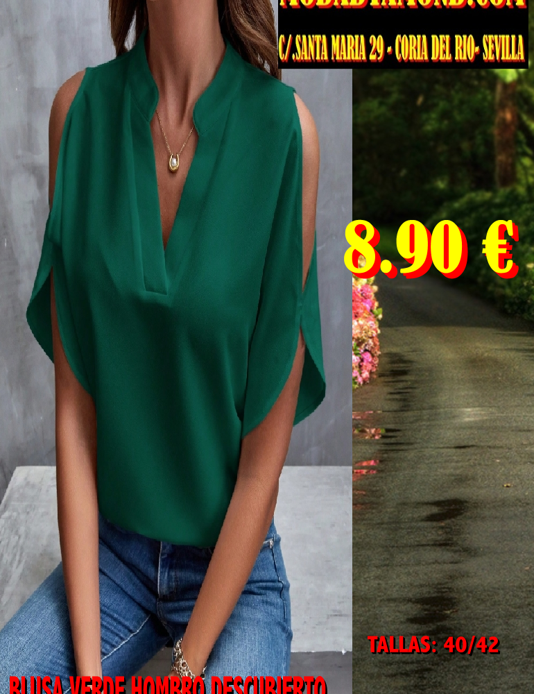 BLUSA TEMAR LISA VERDE HOMBRO DESCUBIERTO