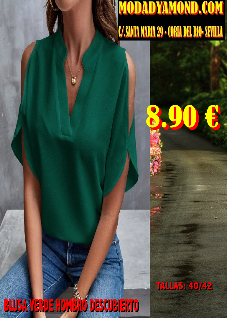 BLUSA TEMAR LISA VERDE HOMBRO DESCUBIERTO