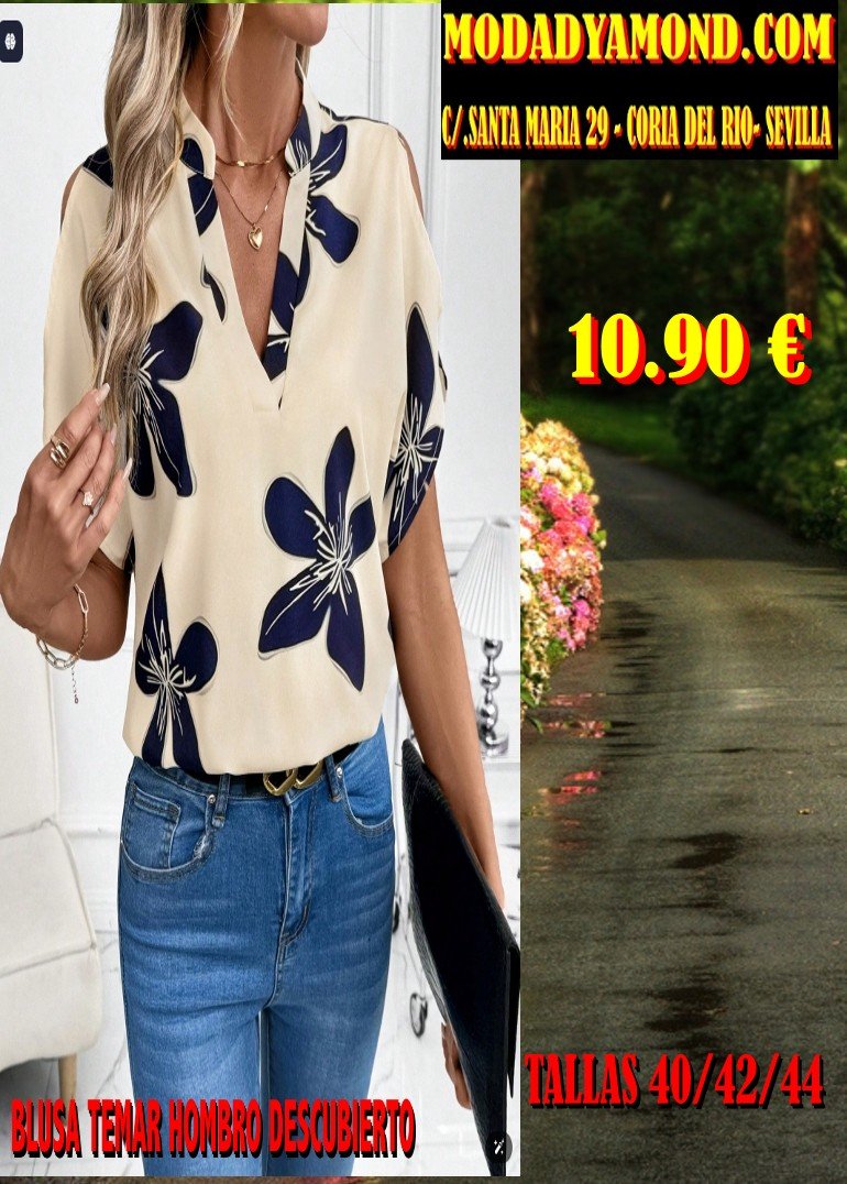 BLUSA TEMAR HOMBRO DESCUBIERTO ESTAMPADA