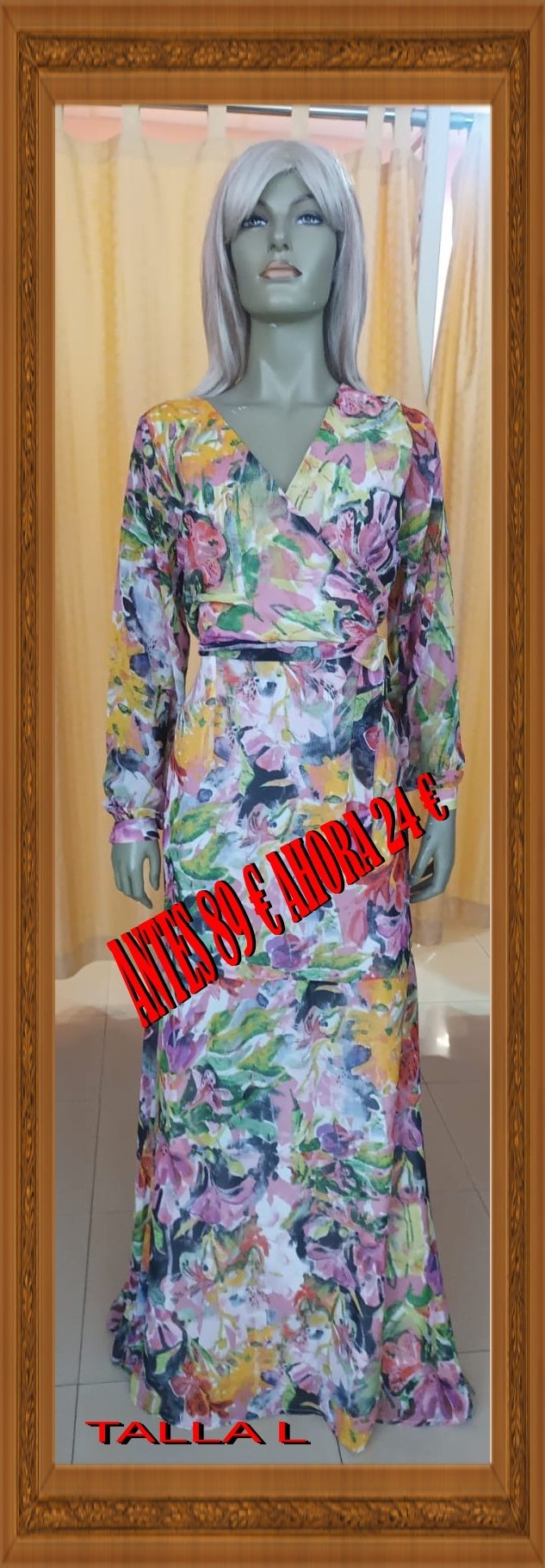 VESTIDO ESTAMPADO MANGA LARGA LARGO