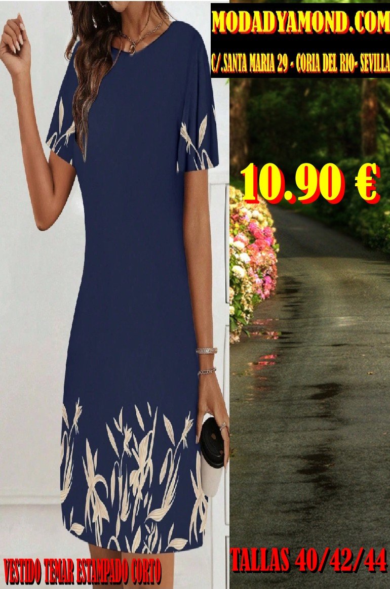 VESTIDO TEMAR CORTO ESTAMPADO AZUL