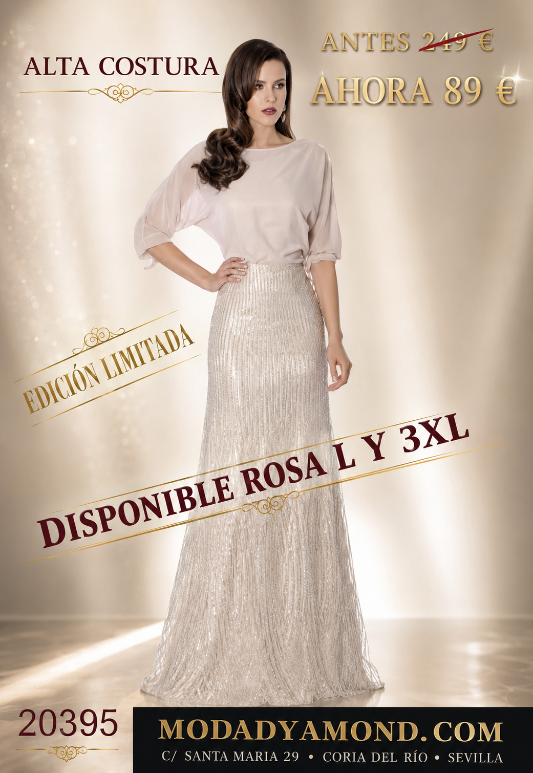 VESTIDO KOTON ALTA COSTURA FALDA BRILLO