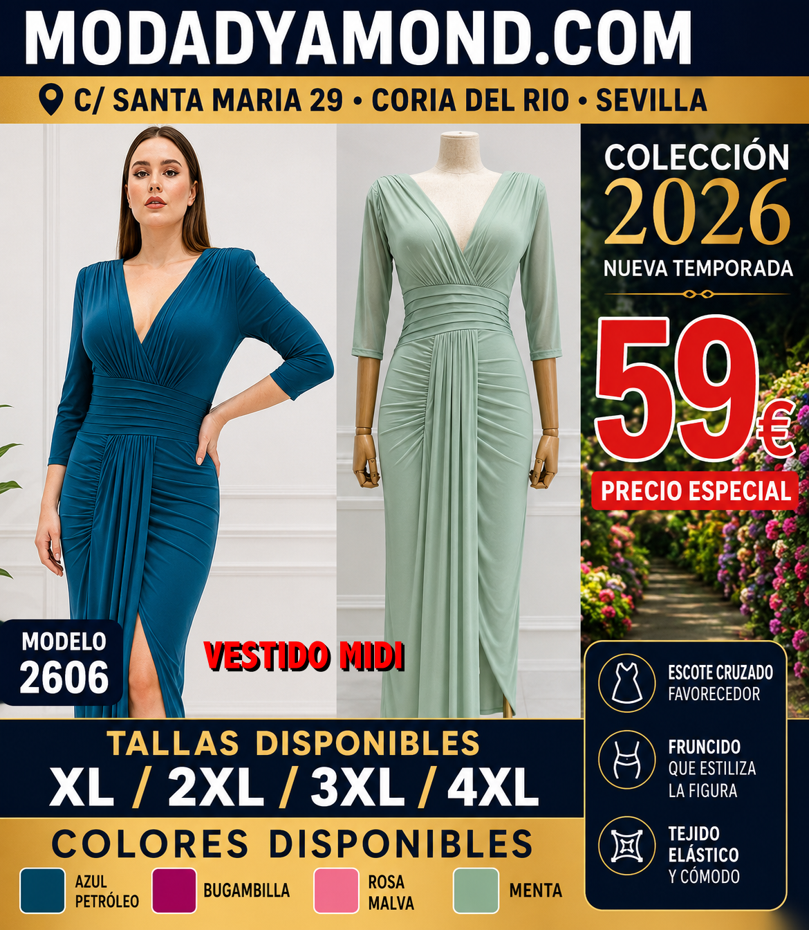 VESTIDO BOREAL  2606 MIDI