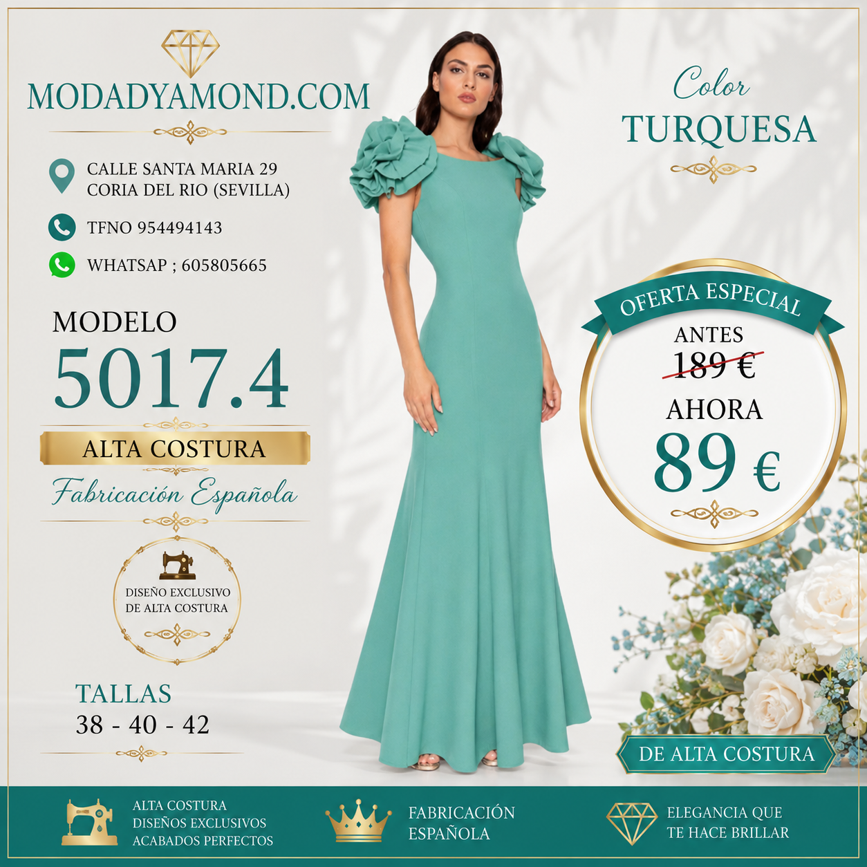 VESTIDO CT 5017.4 LARGO (ALTA COSTURA)