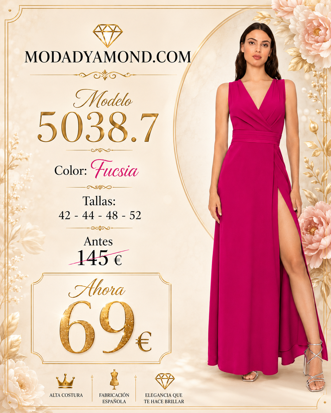 VESTIDO CT 5038.7 LARGO (ALTA COSTURA)