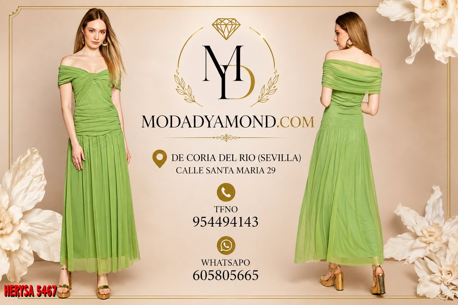 VESTIDO HERYSA 5467 LARGO (ULTIMA NOVEDAD)