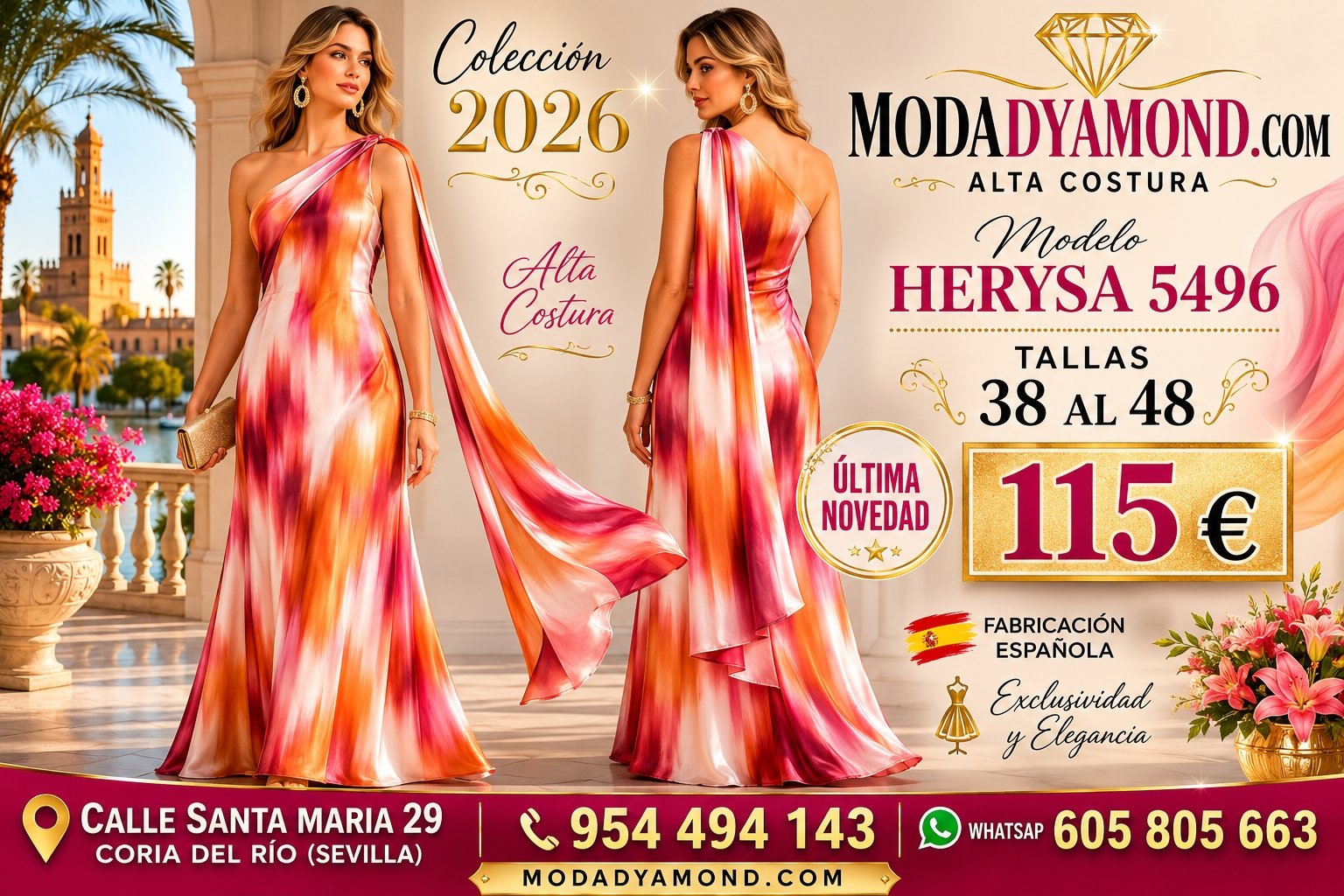 VESTIDO HERYSA LARGO 5496 (ALTA COSTURA)