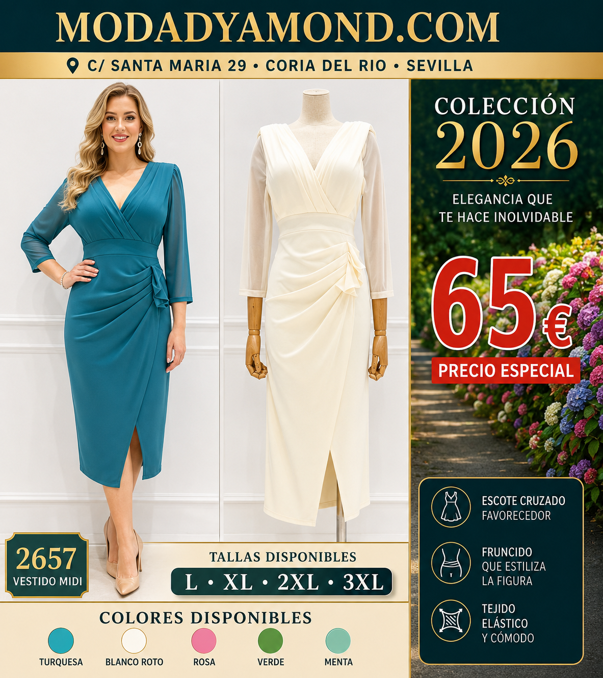 VESTIDO BOREAL 2657 MIDI CURVIS