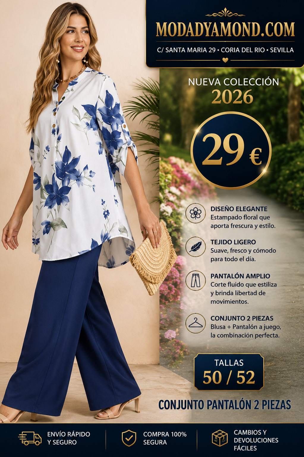 CONJUNTO BLUSA Y PANTALON TEMAR CURVIS