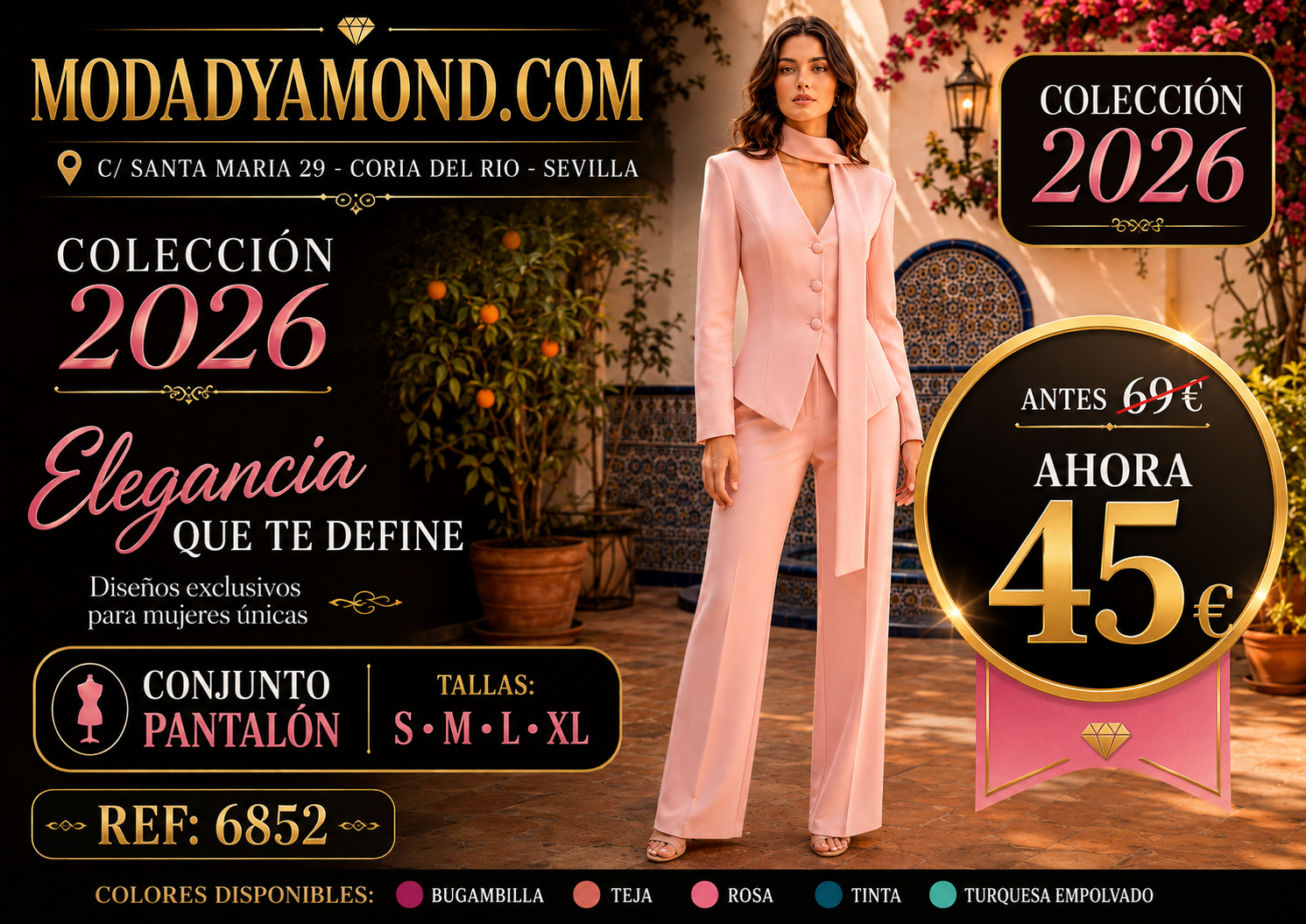 CONJUNTO PANTALON AMANECER 6852 ROSA