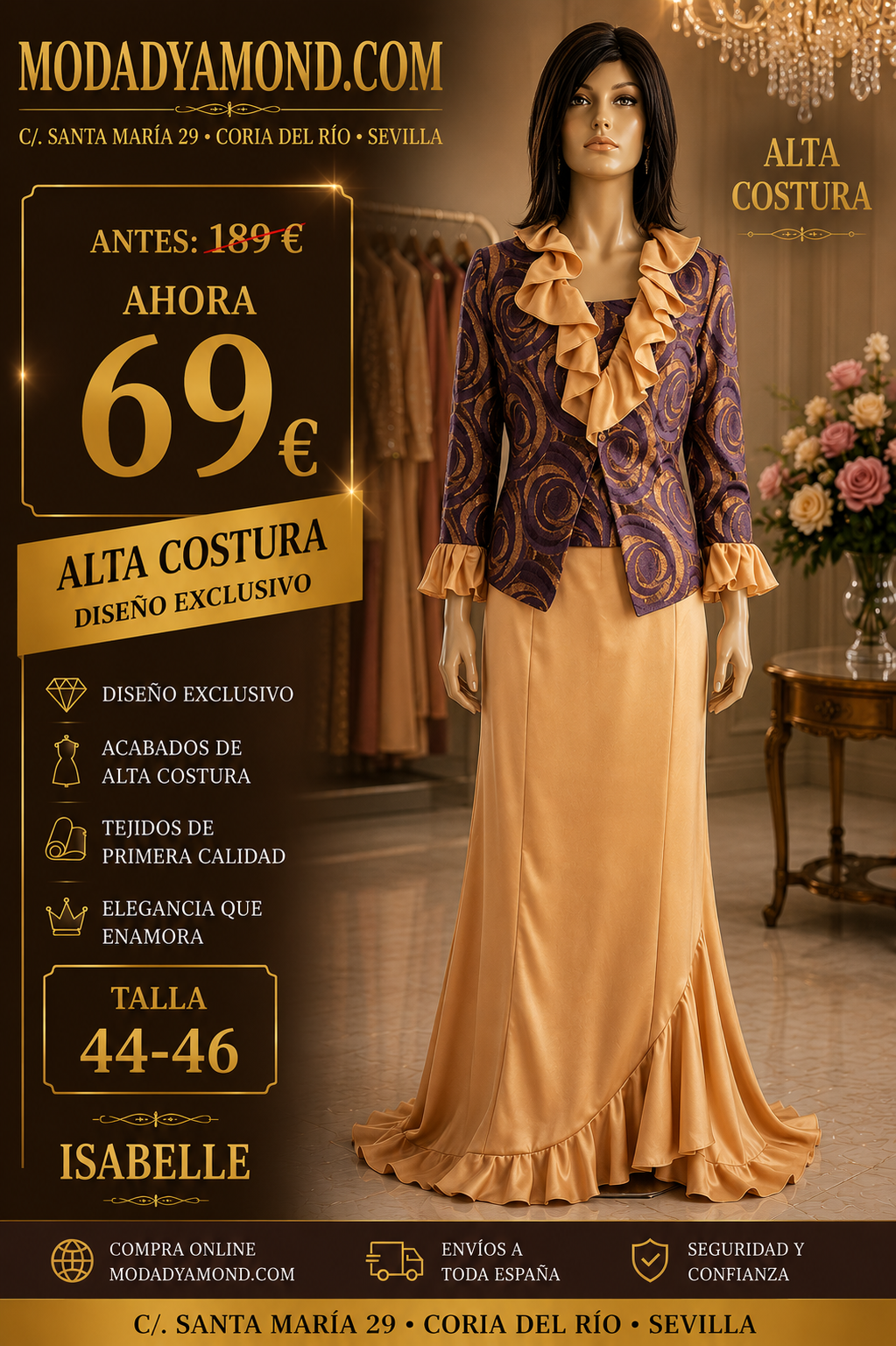 CONJUNTO 3 PÌEZAS ALTA COSTURA ISABELLE