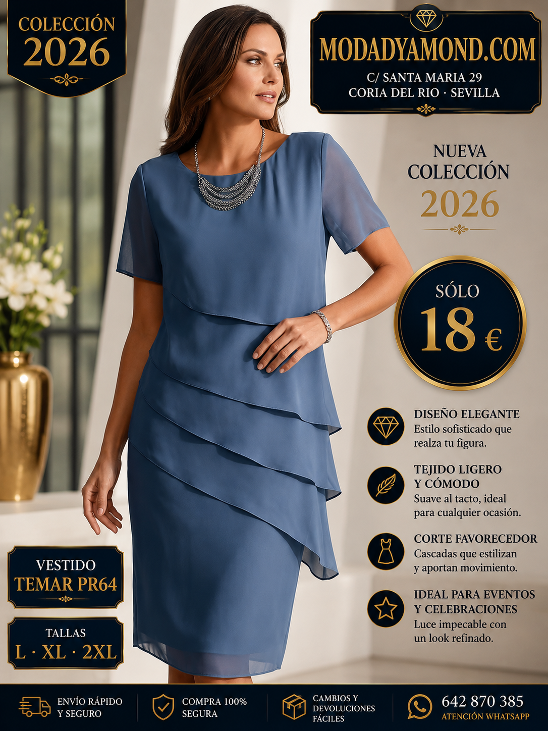 VESTIDO TEMAS PR64 AVOLANTADO