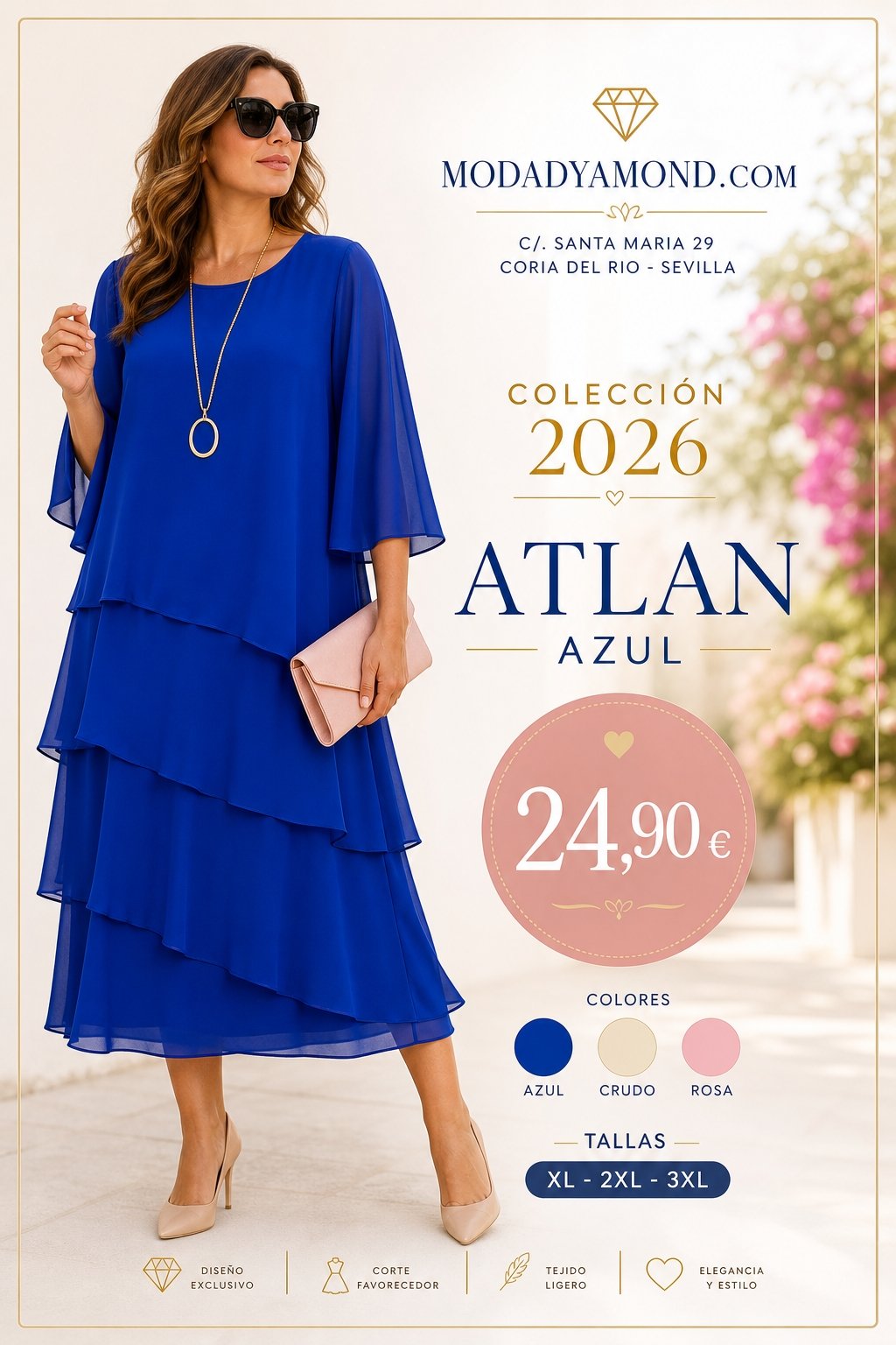 VESTIDO ATLAN AZUL MIDI