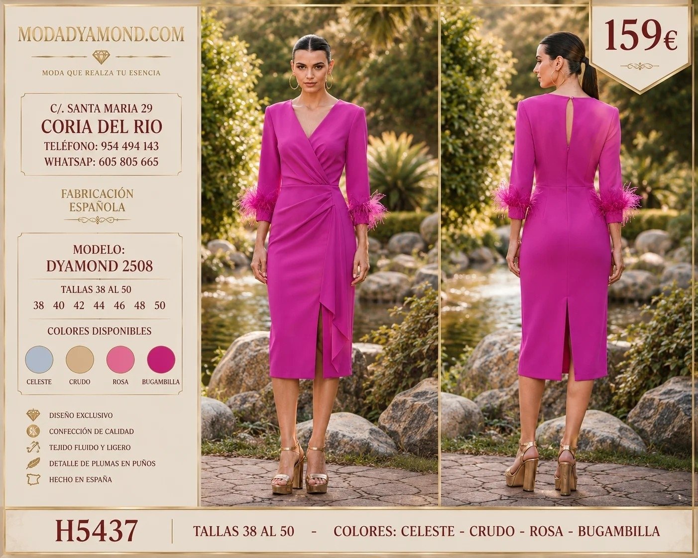 VESTIDO HERYSA (ALTA COSTURA) H5437 CORTO