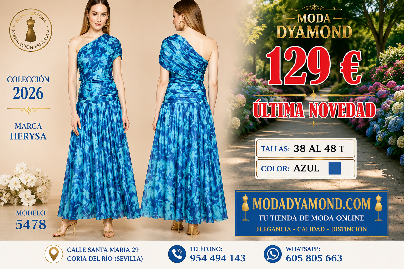 VESTIDO HERYSA LARGO 5478 (ALTA COSTURA)