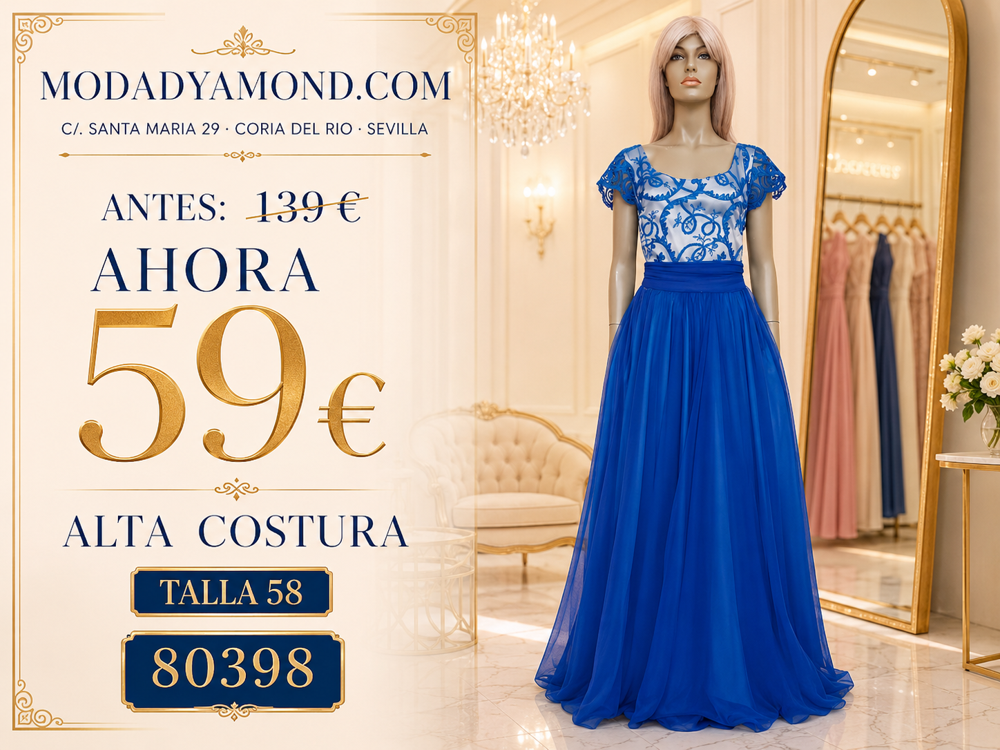 VESTIDO LJ 80398 (ALTA COSTURA)  LARGO CURVIS