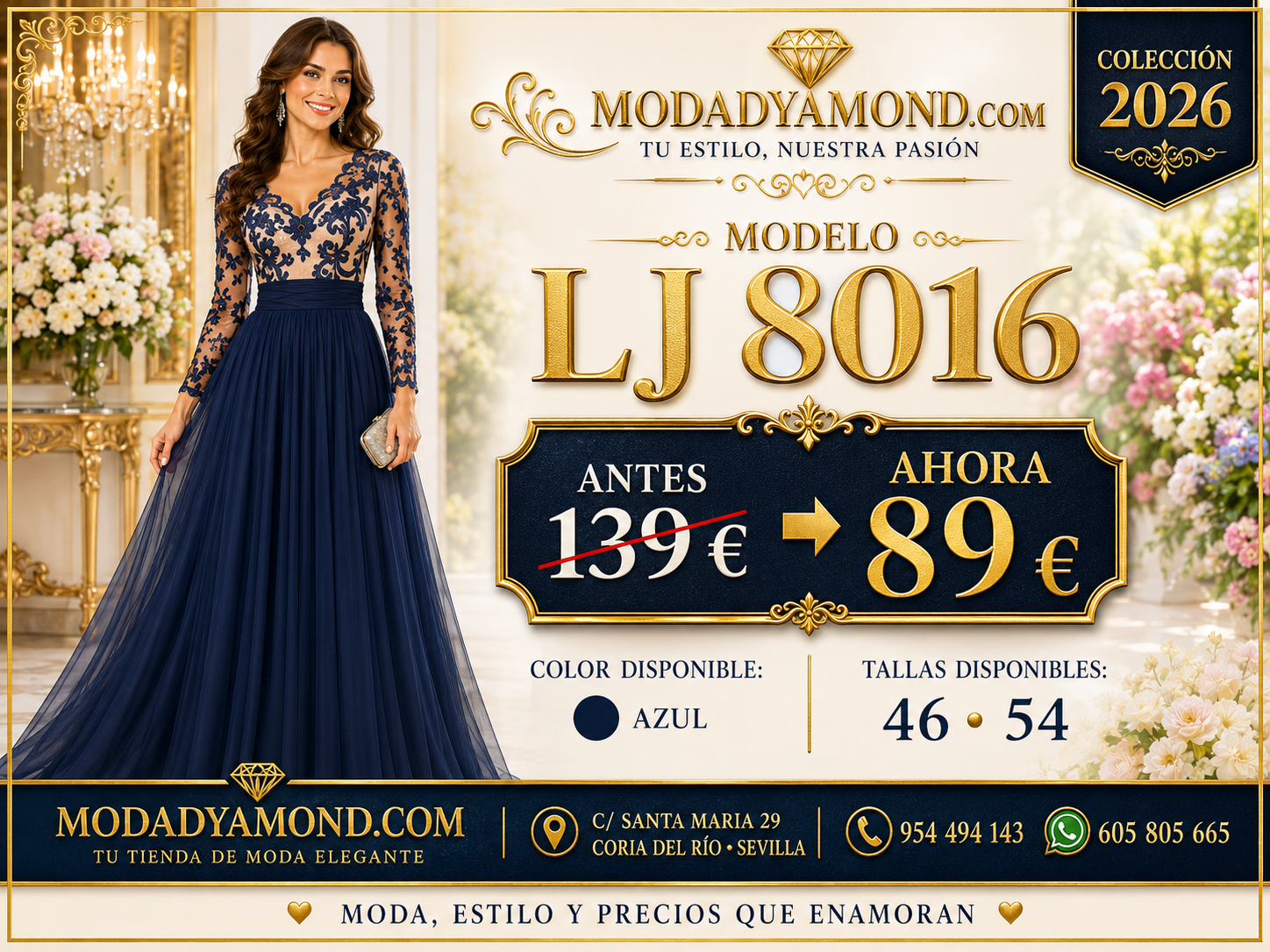 VESTIDO LJ 8016 (ALTA COSTURA LARGO CURVIS