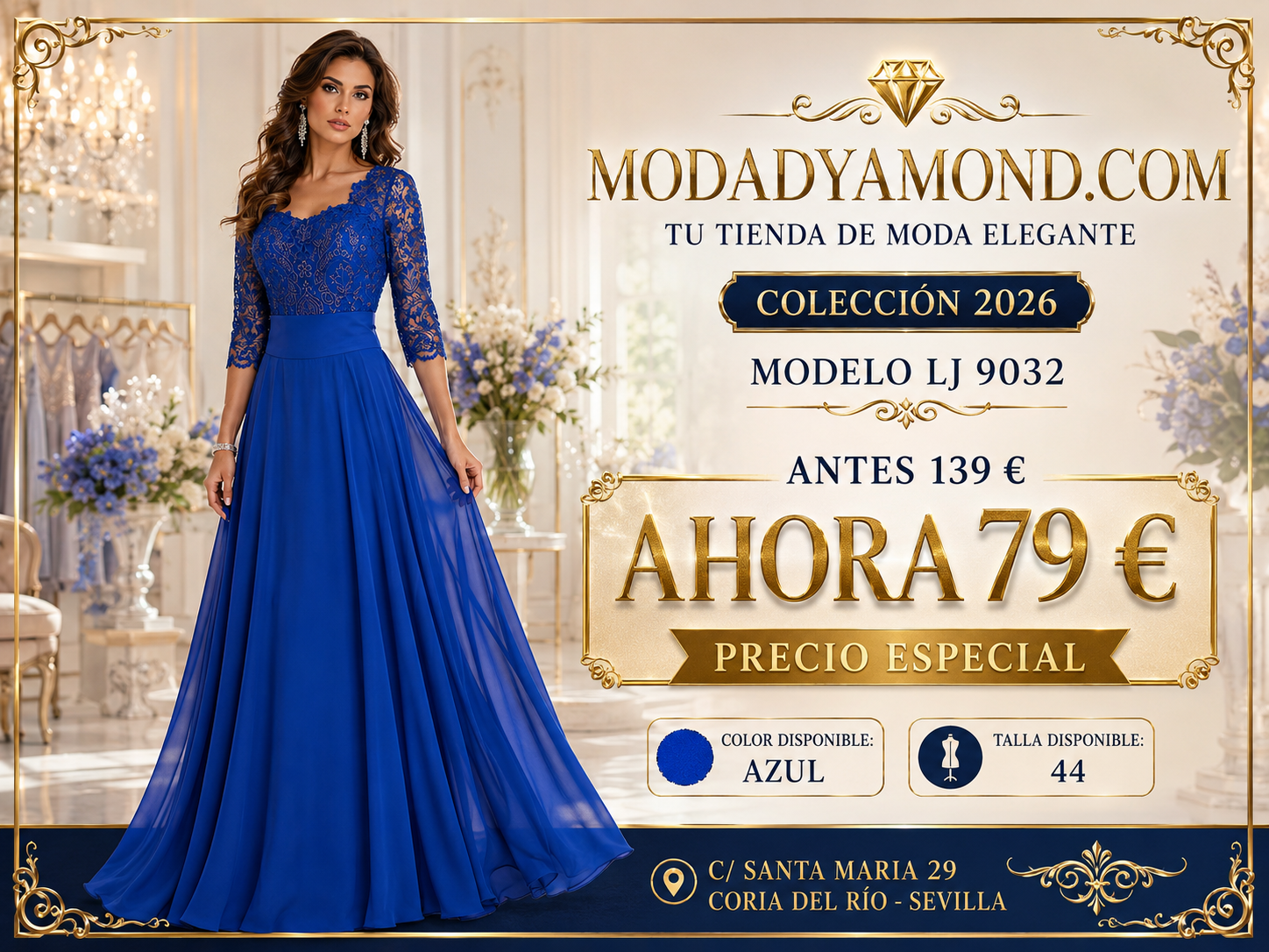 VESTIDO LJ 9032 ALTA COSTURA) 9032 LARGO
