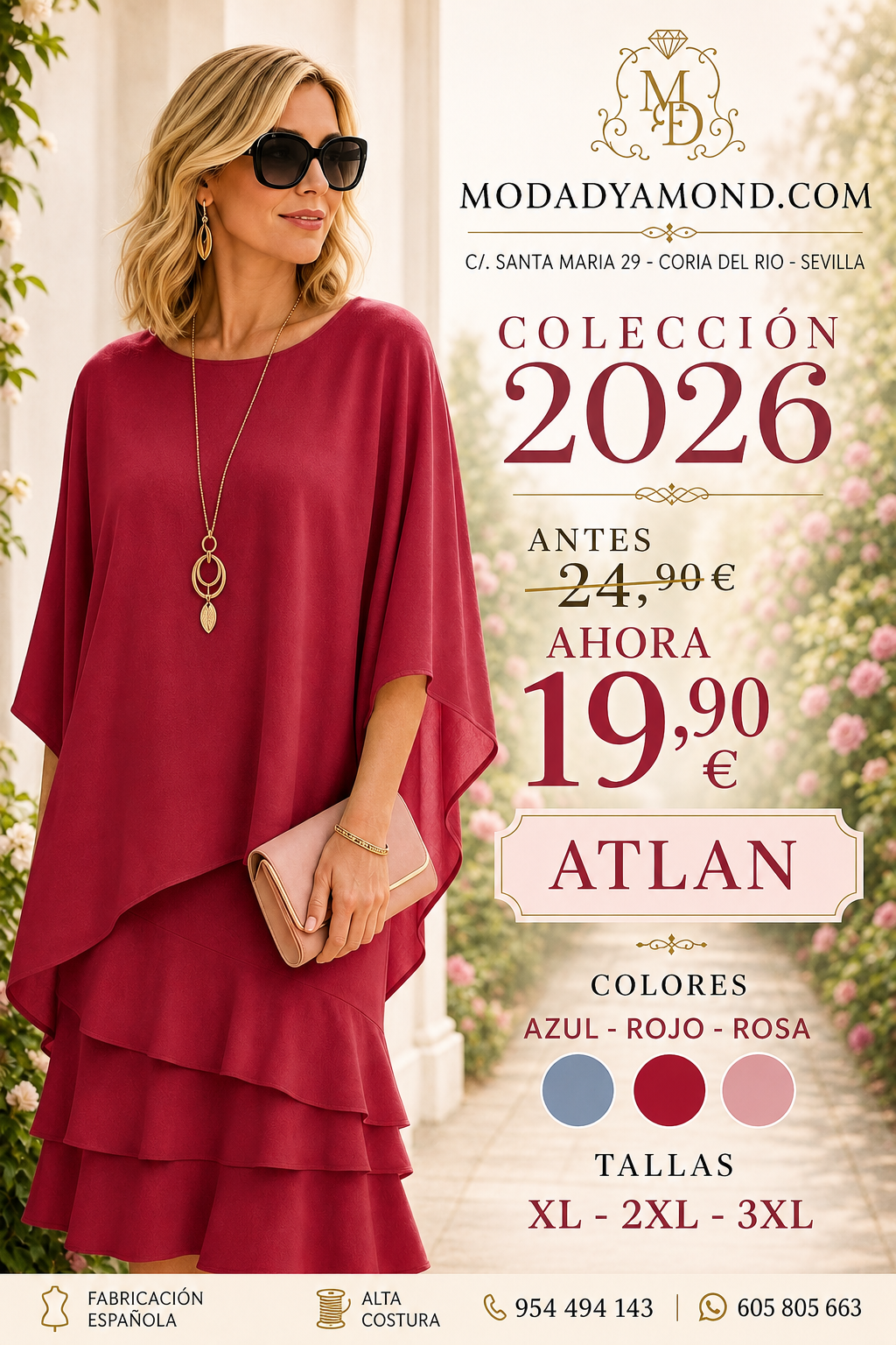 VESTIDO ATLANT VOLANTES ROJO