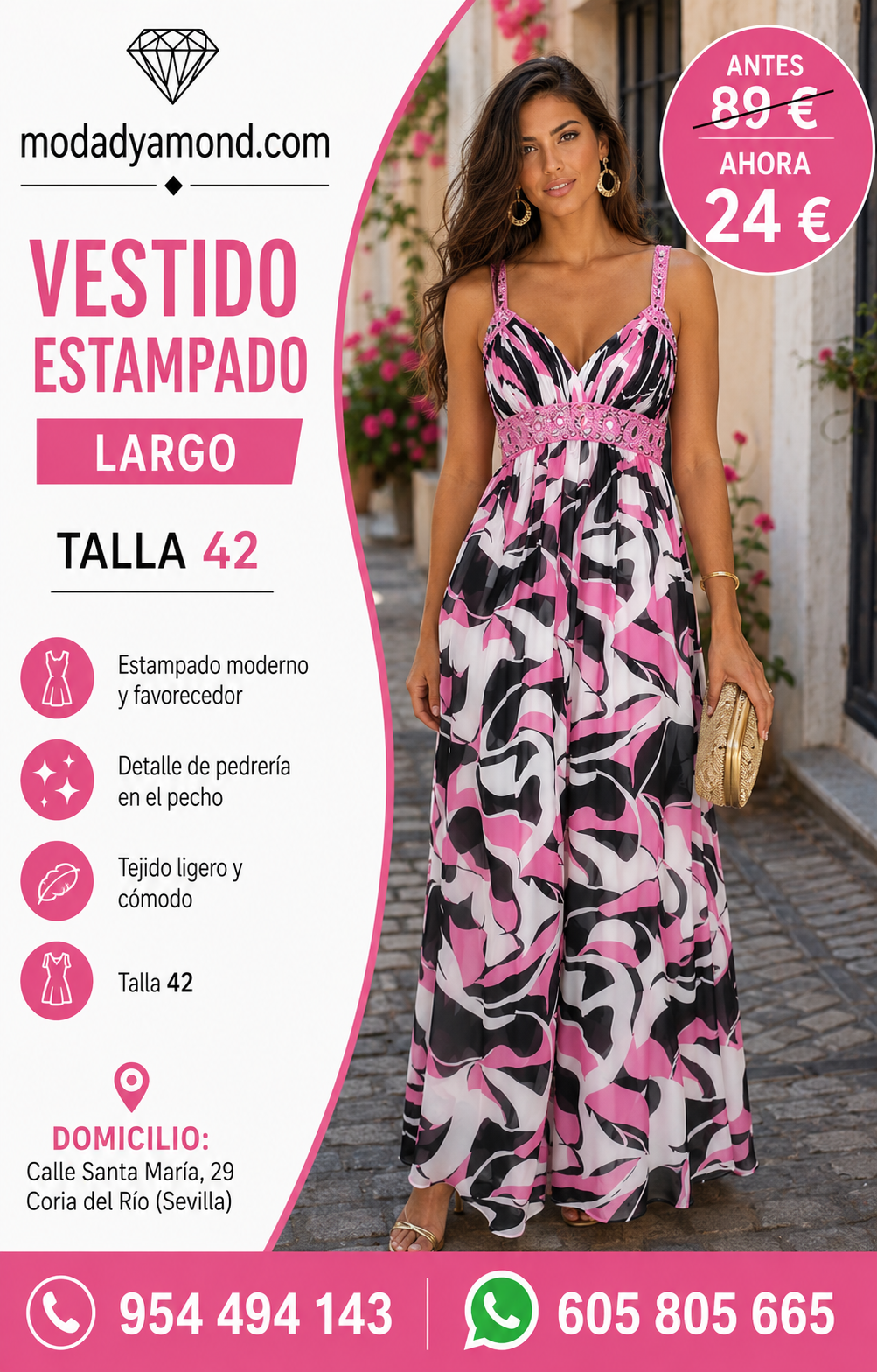 VESTIDO ESTAMPADO CON PEDRERIA