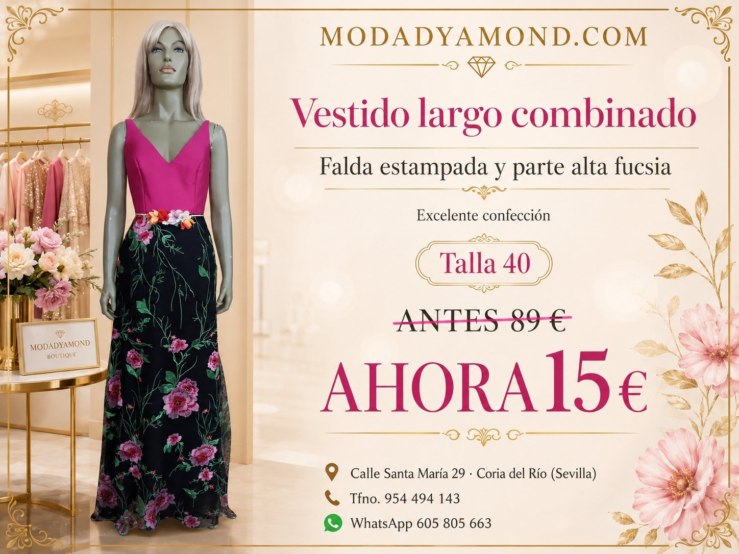 VESTIDO COMBINADO LARGO