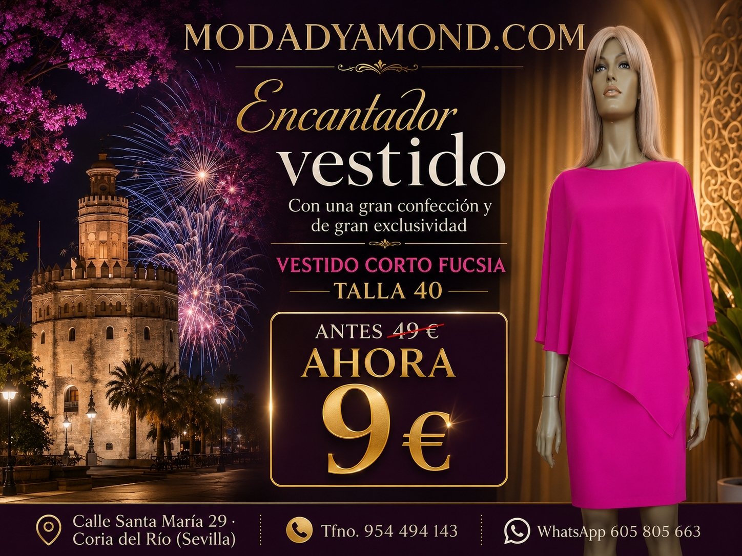 VESTIDO OUTLET CORTO FUCSIA