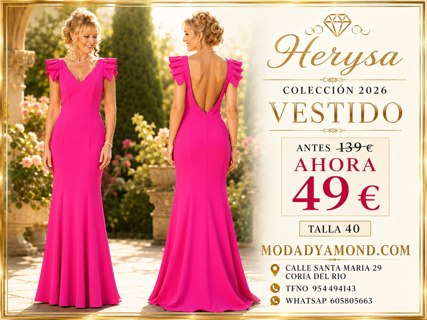VESTIDO HERYSA NADIA LARGO (ALTA COSTURA GRAN EXCLUSIVIDAD)