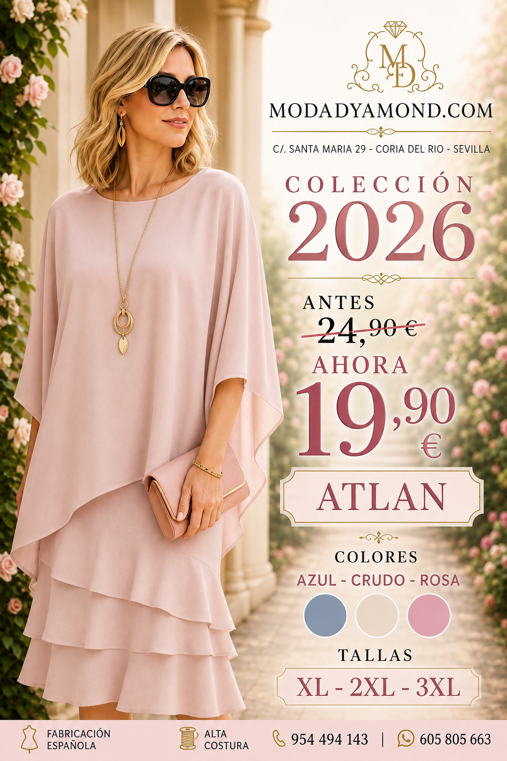 VESTIDO ATLANT VOLANTES ROSA