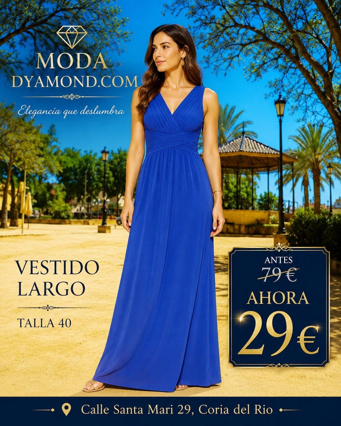 VESTIDO LISO AZUL LARGO LOCAL