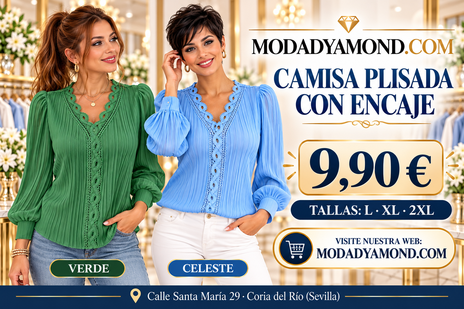 CAMISA ALEXIA PLISADA CON ENCAJE