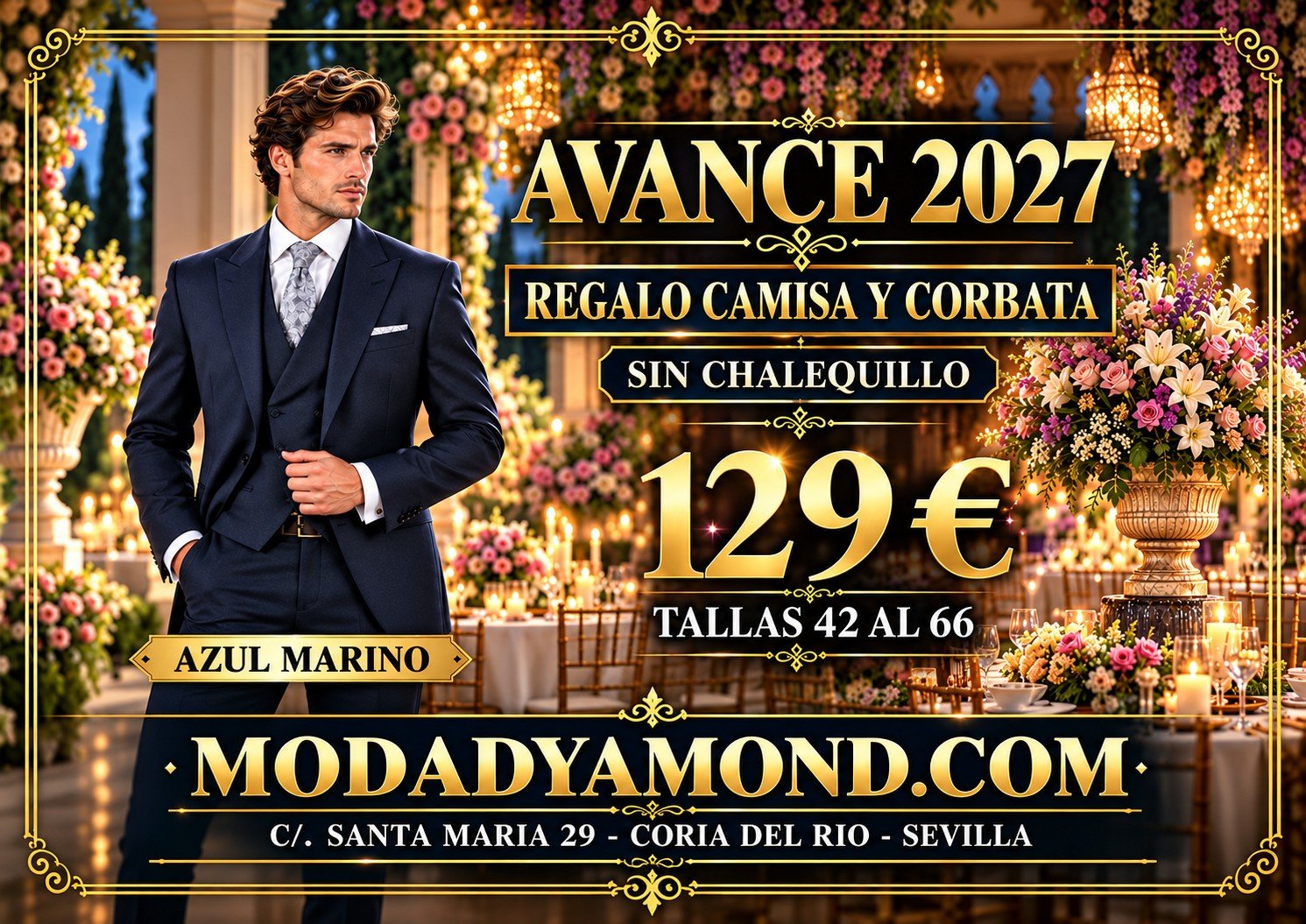TRAJES CABALLEROS AZUL MARINO (REGALO CAMISA BLANCA CUELLO ITALIANO Y CORBATA A ELEGIR)