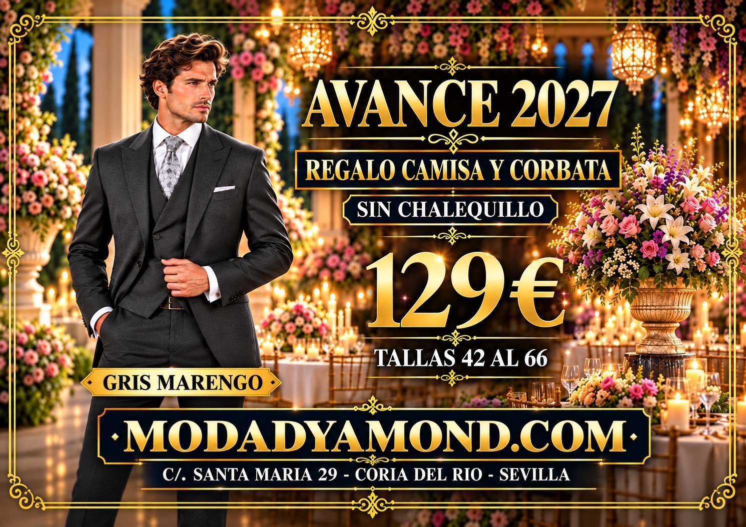 TRAJES DE CABALLEROS AVANCE 2027 GRIS MARENGO (CON REGALO CAMISA BLANCA CUELLO ITALIANO Y CORBATA A ELEGIR COLOR